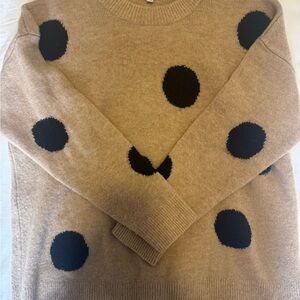 Madewell Tan and Black Crew Neck Polka Dot Sweater